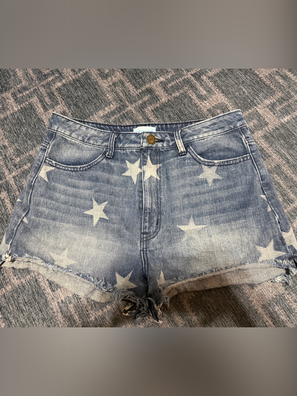 Show Me Your MuMu Light Blue Star Denim Shorts